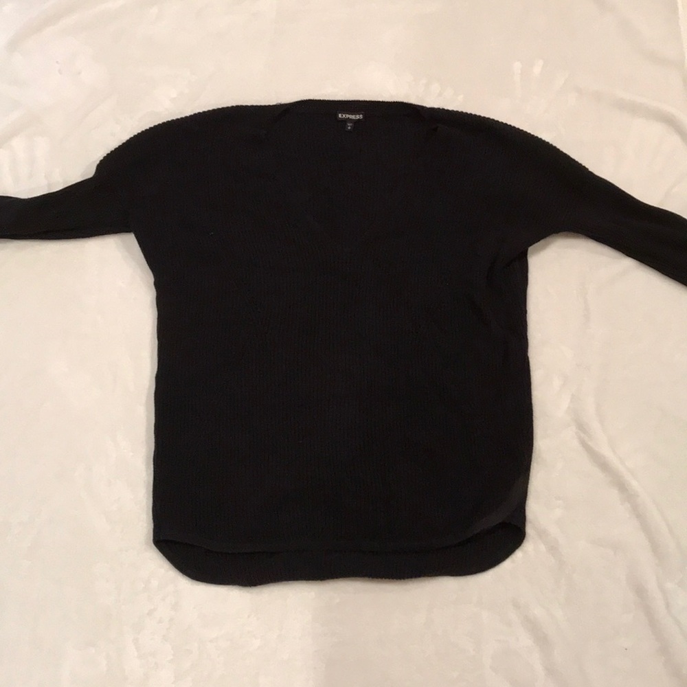 Black sweater big and plunge v neck